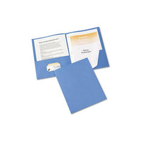 Two-pocket Folder, Prong Fastener, Letter, 1-2" Capacity, Light Blue, 25-box