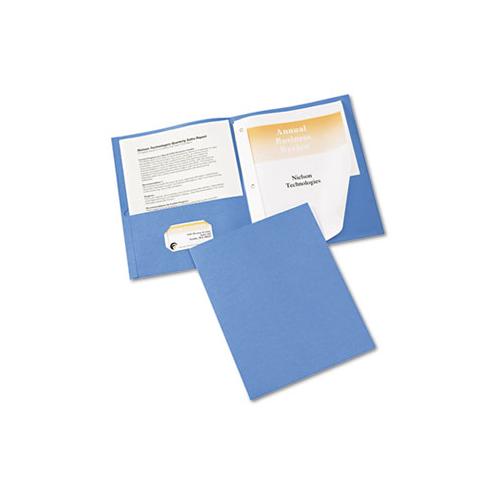 Two-pocket Folder, Prong Fastener, Letter, 1-2" Capacity, Light Blue, 25-box