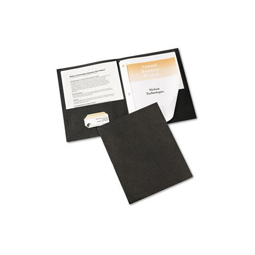 Two-pocket Folder, Prong Fastener, Letter, 1-2" Capacity, Black, 25-box