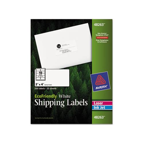 Ecofriendly Mailing Labels, Inkjet-laser Printers, 2 X 4, White, 10-sheet, 25 Sheets-pack