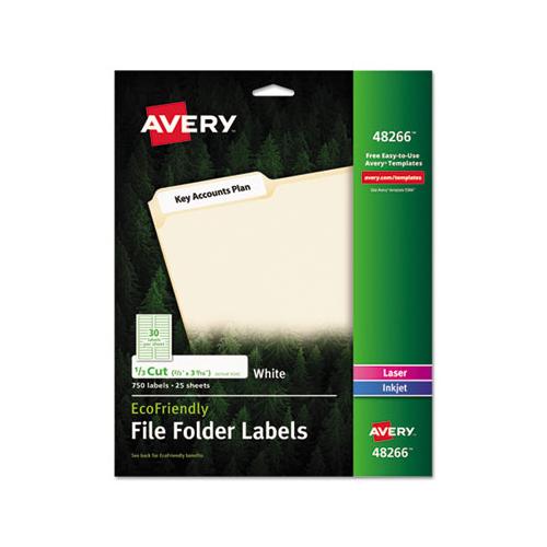 Ecofriendly Permanent File Folder Labels, 0.66 X 3.44, White, 30-sheet, 25 Sheets-pack