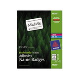 Ecofriendly Adhesive Name Badge Labels, 3.38 X 2.33, White, 80-pack