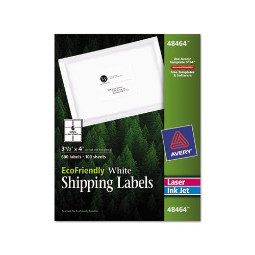 Ecofriendly Mailing Labels, Inkjet-laser Printers, 3.33 X 4, White, 6-sheet, 100 Sheets-pack