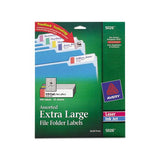 Extra-large Trueblock File Folder Labels With Sure Feed Technology, 0.94 X 3.44, White, 18-sheet, 25 Sheets-pack