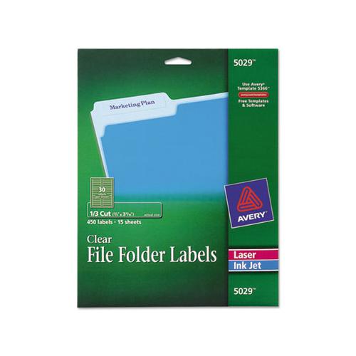 Clear Permanent File Folder Labels With Sure Feed Technology, 0.66 X 3.44, Clear, 30-sheet, 15 Sheets-pack