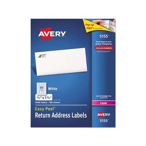 Easy Peel White Address Labels W- Sure Feed Technology, Laser Printers, 0.66 X 1.75, White, 60-sheet, 100 Sheets-pack