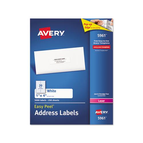 Easy Peel White Address Labels W- Sure Feed Technology, Laser Printers, 1 X 4, White, 20-sheet, 100 Sheets-box