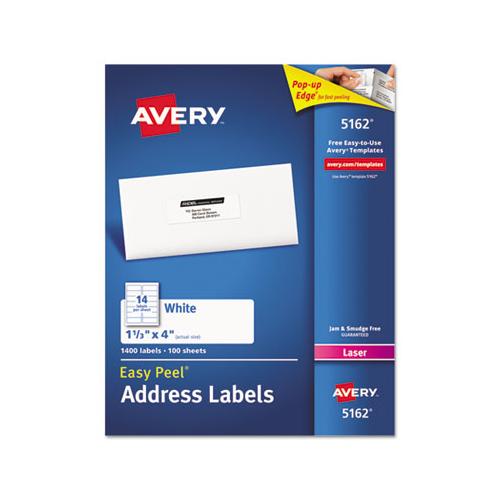 Easy Peel White Address Labels W- Sure Feed Technology, Laser Printers, 1.33 X 4, White, 14-sheet, 100 Sheets-box
