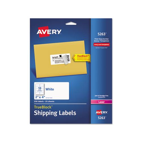 Shipping Labels W- Trueblock Technology, Laser Printers, 2 X 4, White, 10-sheet, 25 Sheets-pack