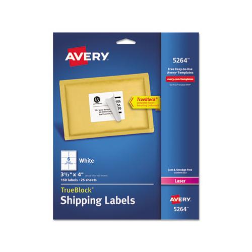 Shipping Labels W- Trueblock Technology, Laser Printers, 3.33 X 4, White, 6-sheet, 25 Sheets-pack