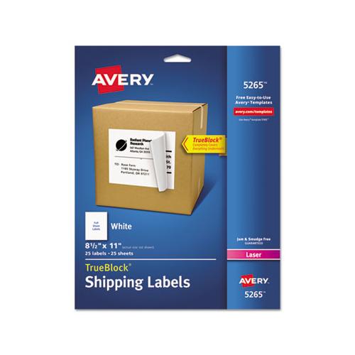 Shipping Labels With Trueblock Technology, Laser Printers, 8.5 X 11, White, 25-pack