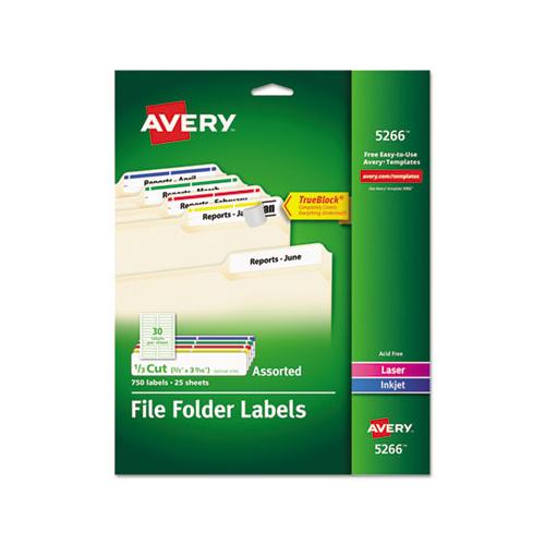 Permanent Trueblock File Folder Labels With Sure Feed Technology, 0.66 X 3.44, White, 30-sheet, 25 Sheets-pack