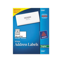 Copier Mailing Labels, Copiers, 1.5 X 2.81, White, 21-sheet, 100 Sheets-box