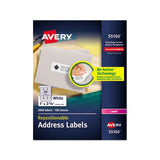 Repositionable Address Labels W-surefeed, Laser, 1 X 2 5-8, White, 3000-box