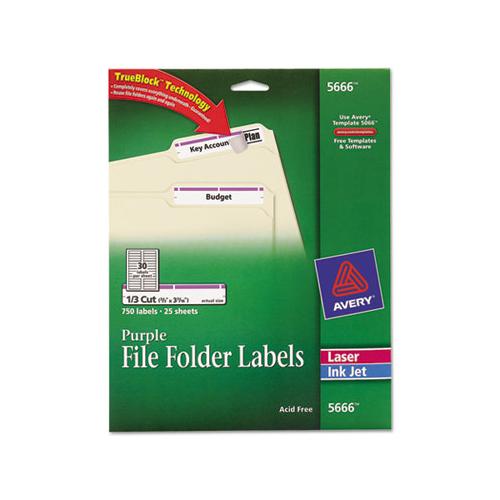 Permanent Trueblock File Folder Labels With Sure Feed Technology, 0.66 X 3.44, White, 30-sheet, 25 Sheets-pack