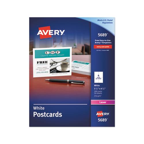 Postcards For Laser Printers, 4 1-4 X 5 1-2, Uncoated White, 4-sheet, 200-box