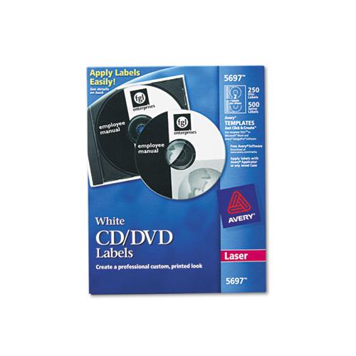 Laser Cd Labels, Matte White, 250-pack