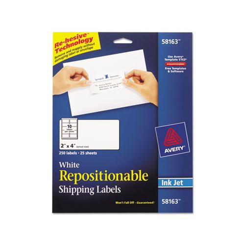 Repositionable Address Labels W-sure Feed, Inkjet-laser, 2 X 4, White, 250-box