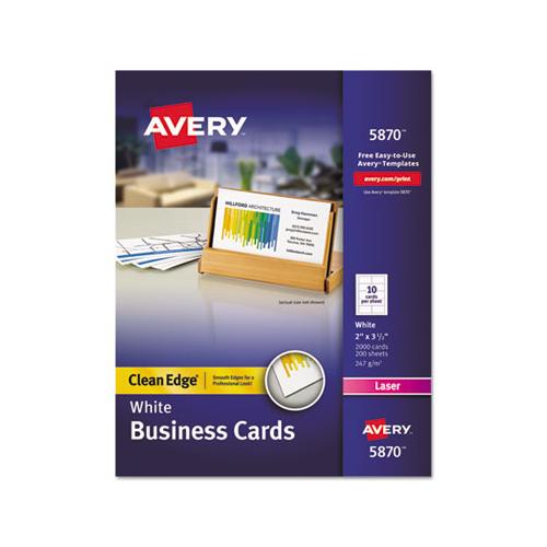 Clean Edge Business Card Value Pack, Laser, 2 X 3 1-2, White, 2000-box