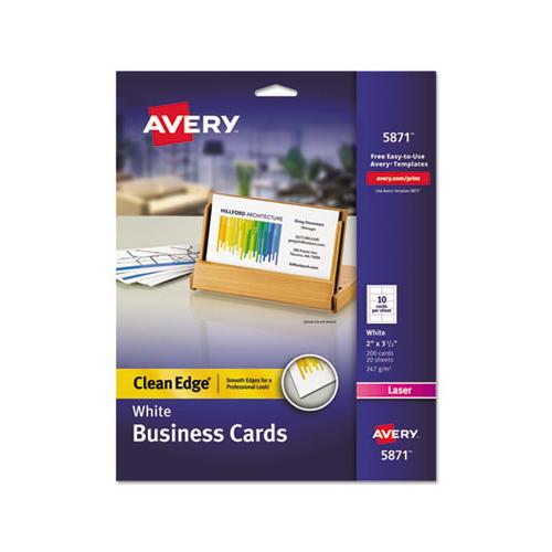 Clean Edge Business Cards, Laser, 2 X 3 1-2, White, 200-pack