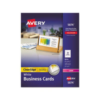 Clean Edge Business Cards, Laser, 2 X 3 1-2, White, 1000-box