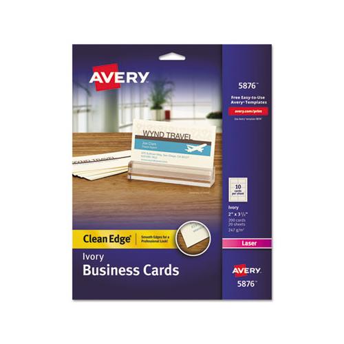 Clean Edge Business Cards, Laser, 2 X 3 1-2, Ivory, 200-pack