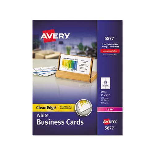 Clean Edge Business Cards, Laser, 2 X 3 1-2, White, 400-box