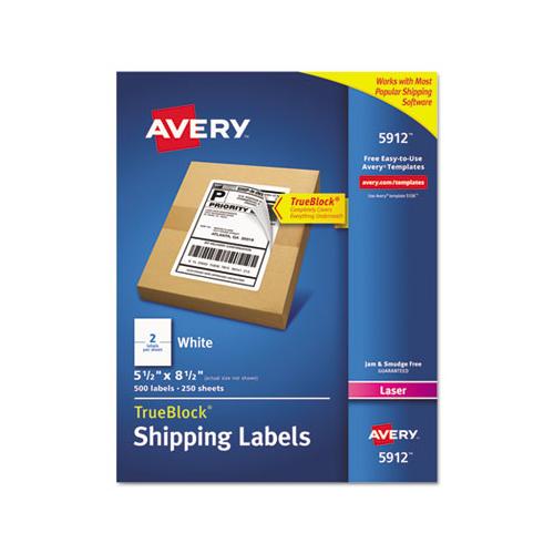 Shipping Labels W- Trueblock Technology, Laser Printers, 5.5 X 8.5, White, 2-sheet, 250 Sheets-box