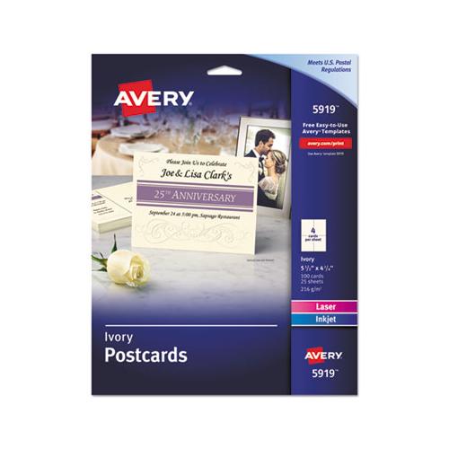 Postcards For Inkjet-laser Printers, 4 1-4 X 5 1-2, Ivory, 4-sheet, 100-box