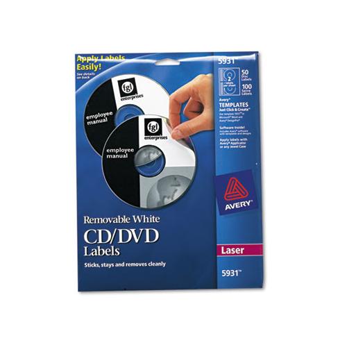 Laser Cd Labels, Matte White, 50-pack