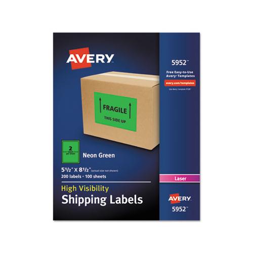 High-visibility Permanent Laser Id Labels, 5 1-2 X 8.5, Neon Green, 200-box