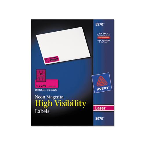 High-visibility Permanent Laser Id Labels, 1 X 2 5-8, Neon Magenta, 750-pack