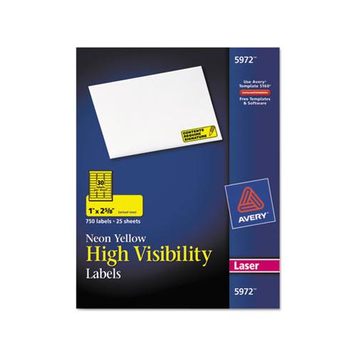 High-visibility Permanent Laser Id Labels, 1 X 2 5-8, Neon Yellow, 750-pack