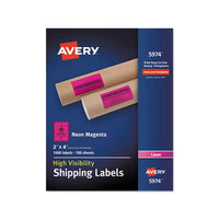 High-visibility Permanent Laser Id Labels, 2 X 4, Neon Magenta, 1000-box