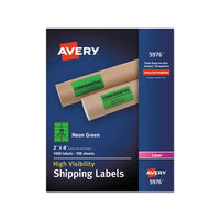 High-visibility Permanent Laser Id Labels, 2 X 4, Neon Green, 1000-box