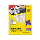 Removable Multi-use Labels, Inkjet-laser Printers, 1 X 2.63, White, 30-sheet, 25 Sheets-pack