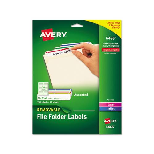 Removable File Folder Labels With Sure Feed Technology, 0.66 X 3.44, White, 30-sheet, 25 Sheets-pack