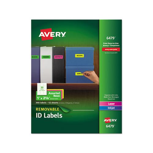 High-vis Removable Laser-inkjet Id Labels W- Sure Feed, 1 X 2 5-8, Neon, 360-pk