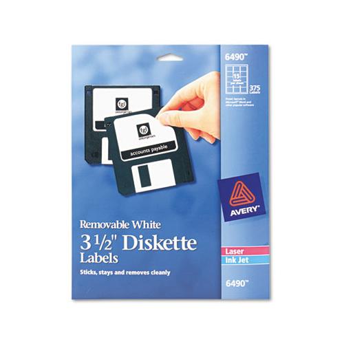 Laser-inkjet 3.5" Diskette Labels, White, 375-pack