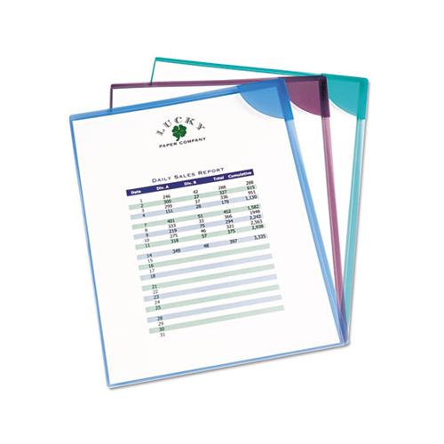 Corner Lock Document Sleeves, Letter Size, Assorted Colors, 6-pack