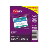 Secure Top Heavy-duty Badge Holders, Horizontal, 4w X 3h, Clear, 25-pack