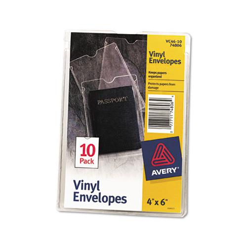 Top-load Clear Vinyl Envelopes W-thumb Notch, 4 X 6, Clear, 10-pack