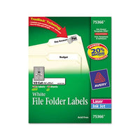 Permanent Trueblock File Folder Labels With Sure Feed Technology, 0.66 X 3.44, White, 30-sheet, 60 Sheets-box