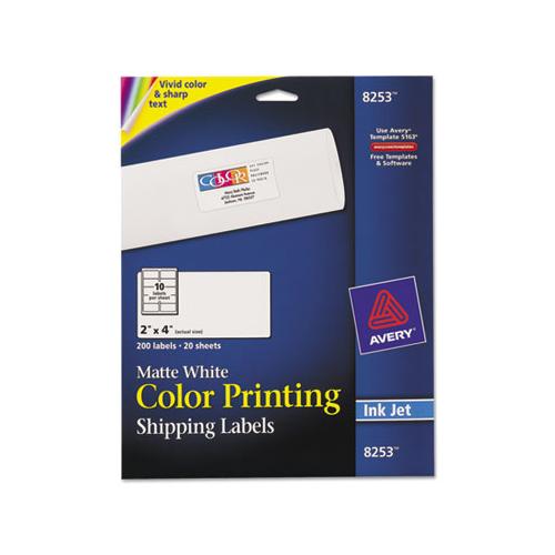 Vibrant Inkjet Color-print Labels W- Sure Feed, 2 X 4, Matte White, 200-pk