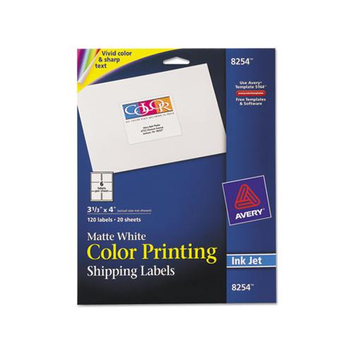 Vibrant Inkjet Color-print Labels W- Sure Feed, 3 1-3 X 4, Matte White, 120-pk