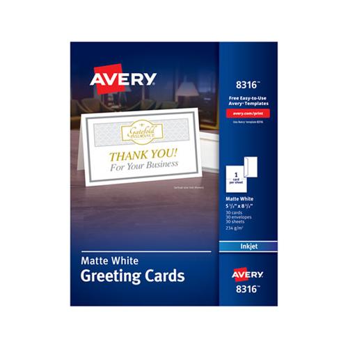 Half-fold Greeting Cards, Inkjet, 5 1-2 X 8.5, Matte White, 30-box W-envelopes