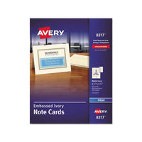 Embossed Note Cards, Inkjet, 4 1-4 X 5 1-2, Matte Ivory, 60-pk W-envelopes