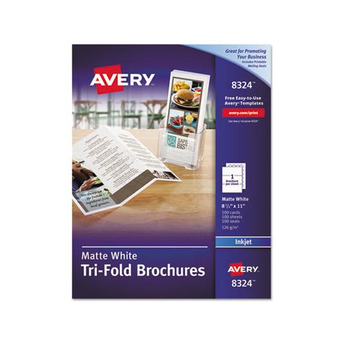 Tri-fold Brochures, 92 Bright, 83lb, 8.5 X 11, Matte White, 100-pack