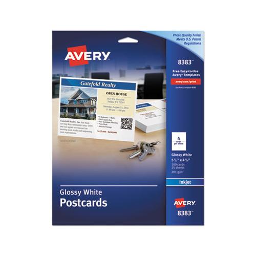 Photo-quality Glossy Postcards For Inkjet Printers, 4 1-4 X 5 1-2, White, 100-pk