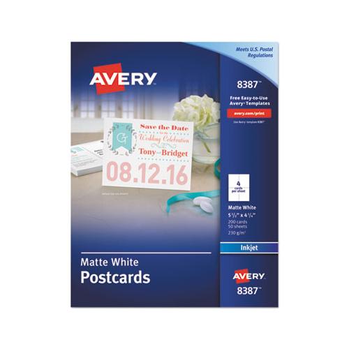 Postcards For Inkjet Printers, 4 1-4 X 5 1-2, Matte White, 4-sheet, 200-box